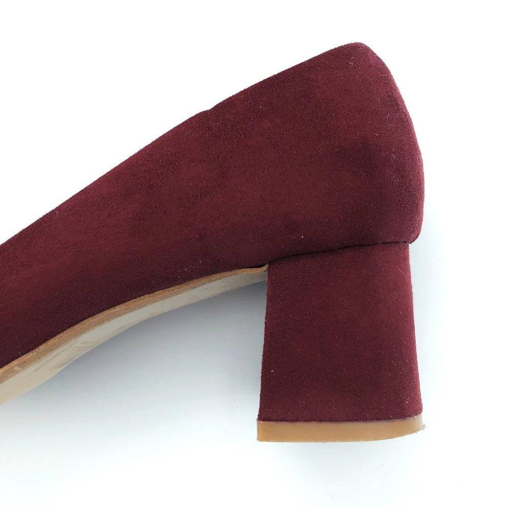 ZARA Collection Burgundy Suede Bow Block Heel Pump - Picture 11 of 12